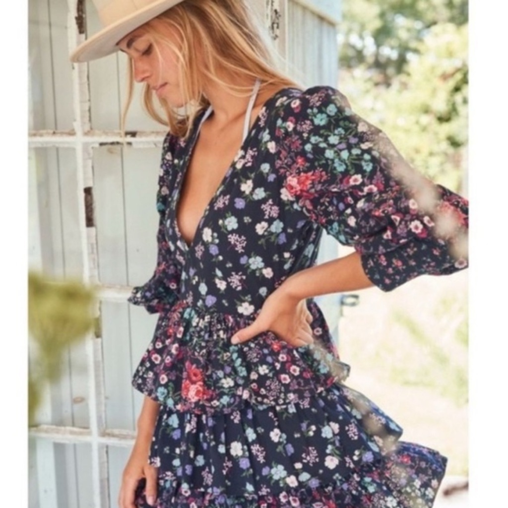 Loveshackfancy Paris Long Sleeve Tiered Ruffle Minidress Nwt